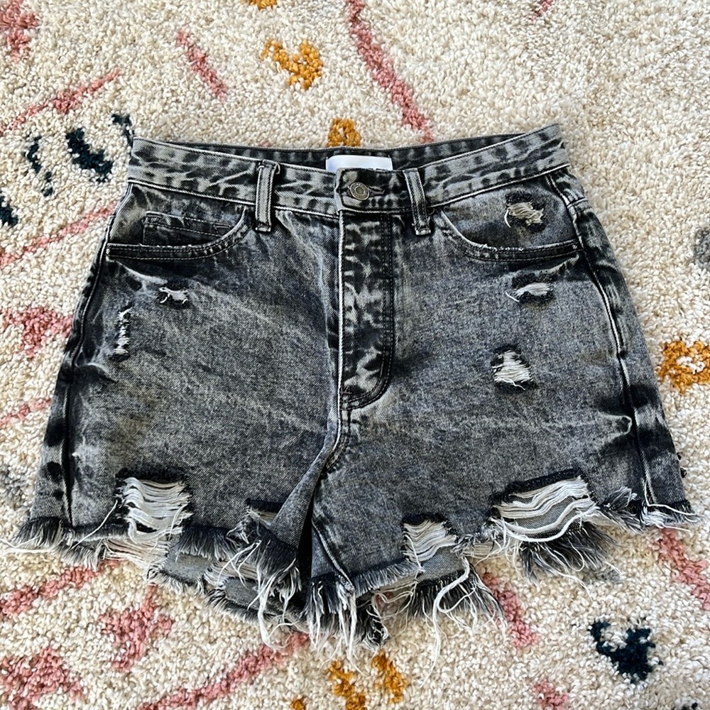 Vervet Black Acid Wash Shorts